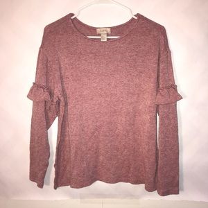 Loft pink long sleeve shirt ruffled sleeve size M